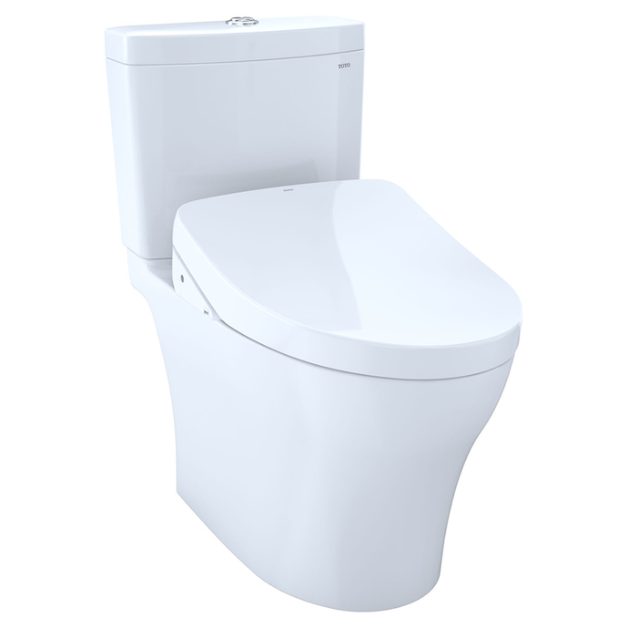 TOTO Aquia IV Two-Piece Toilet w/ WASHLET+ S550e in Cotton, 1.28 or 0.8 GPF, Auto Flush, Universal Height - TOTO MW4463056CEMFGA#01